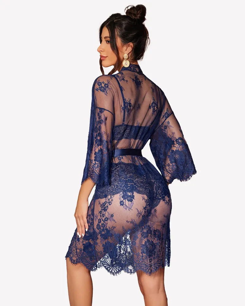 3 Piece Bra and Panty Sets with Robe