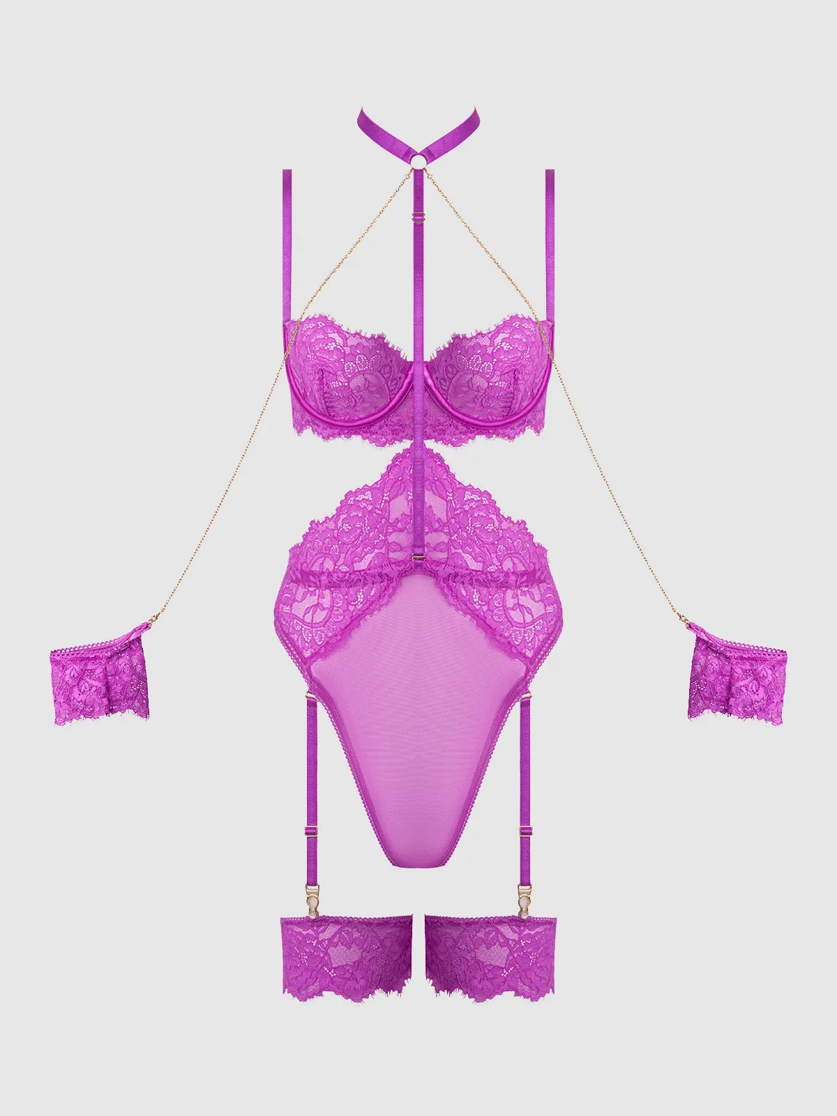 Arianna Lace & Chains Thigh Garter Teddy