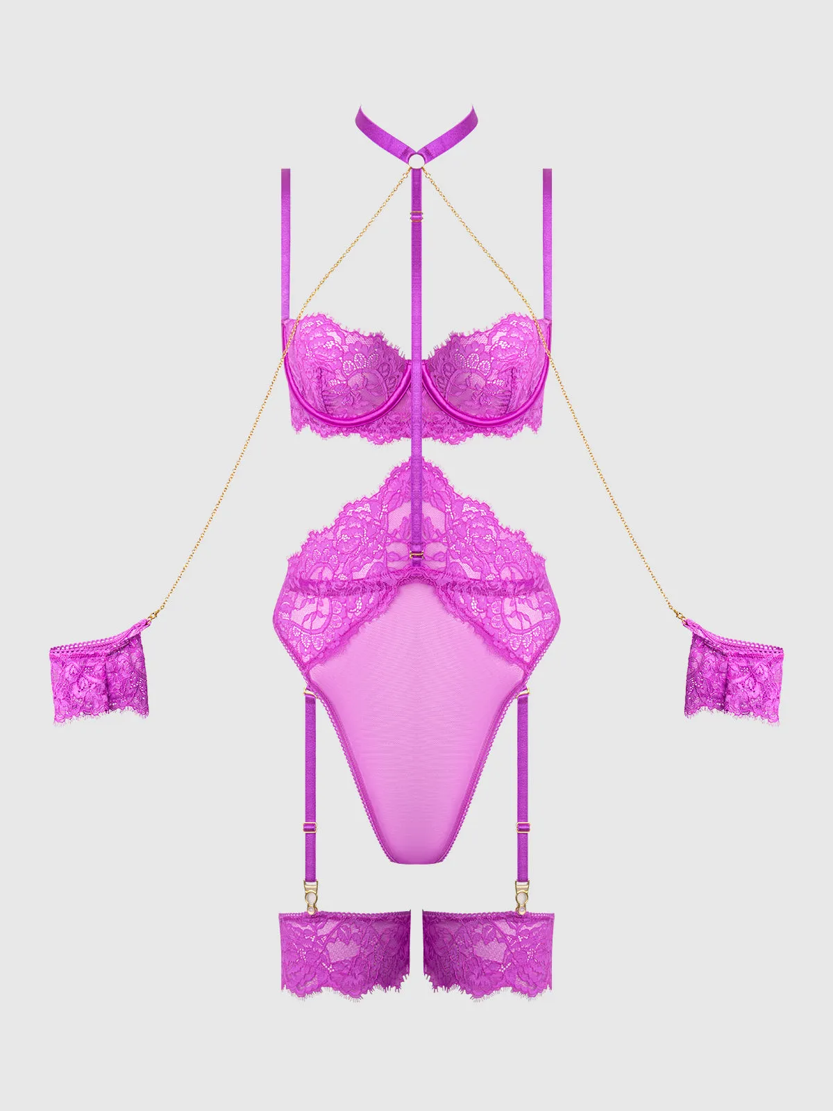 Arianna Lace & Chains Thigh Garter Teddy