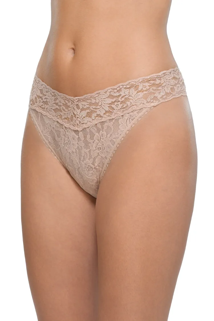 Ballerina 3-Pack Lace Thongs in Chai