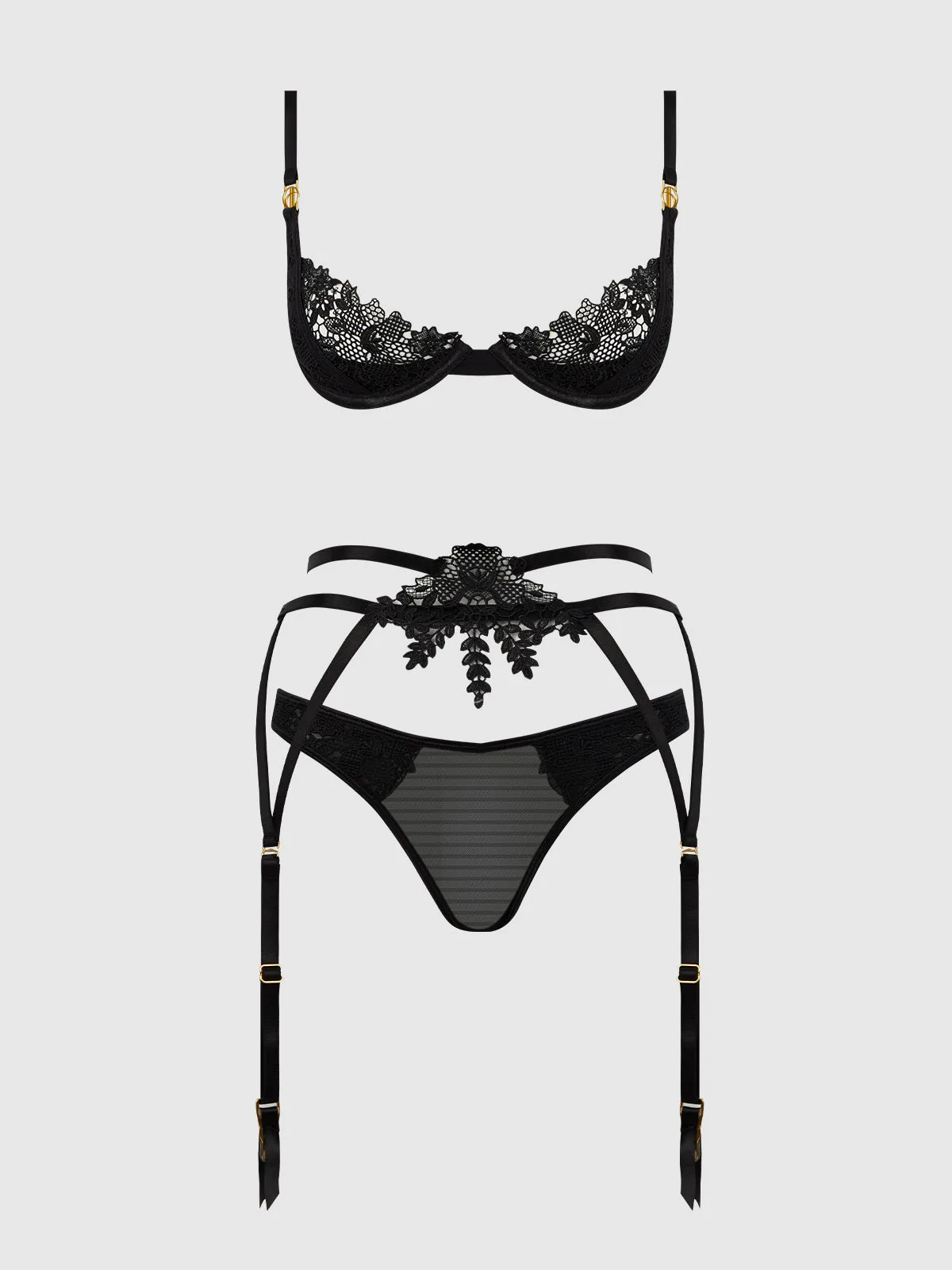 Bringing The Heat! Curvy Size Open Cup Bra Set