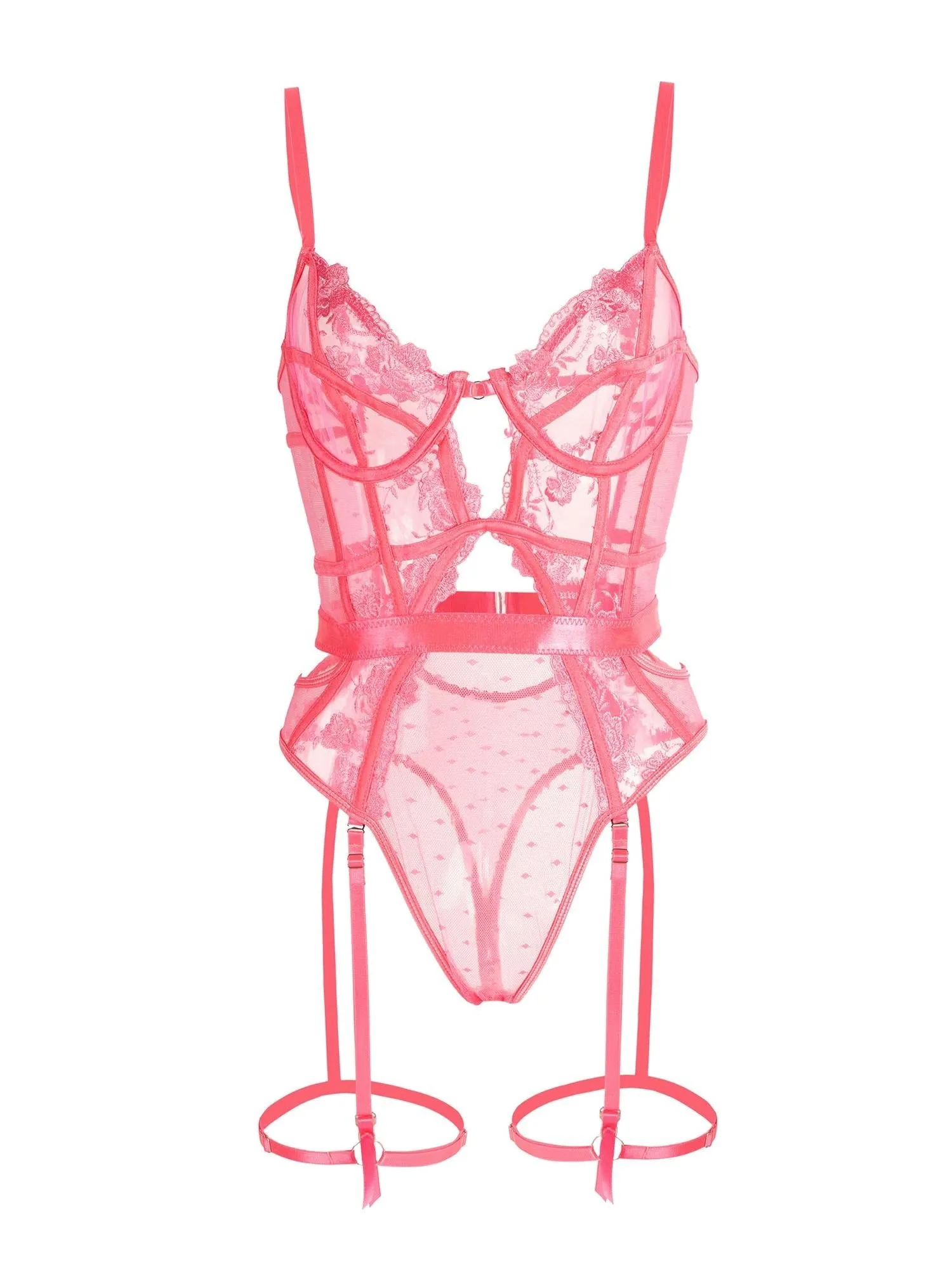 Claire Embroidered Lace Bodysuit In Pink
