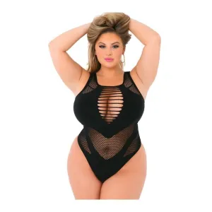 Climb Into My Web- Criss Cross Fishnet Bodysuit Black