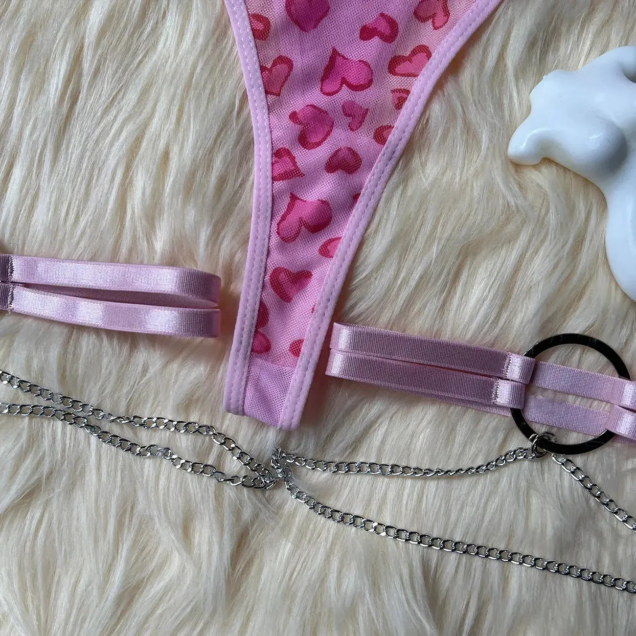 Cross Bra Leopard Print Lingerie Set