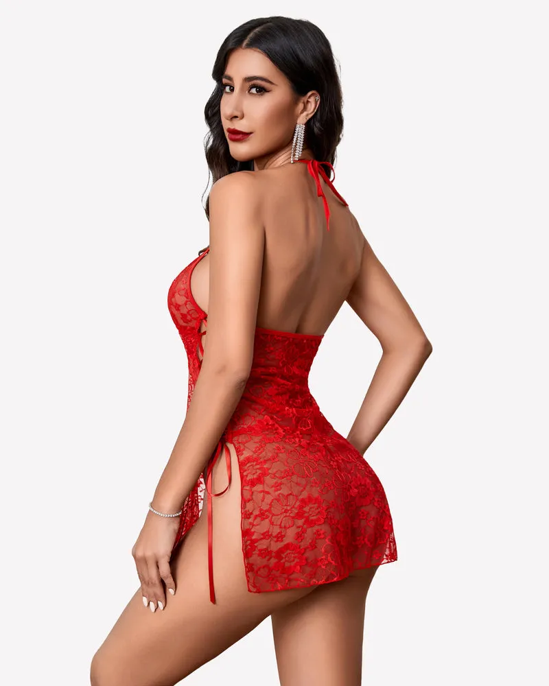 Deep Lace Side Slit Boudoir Outfits