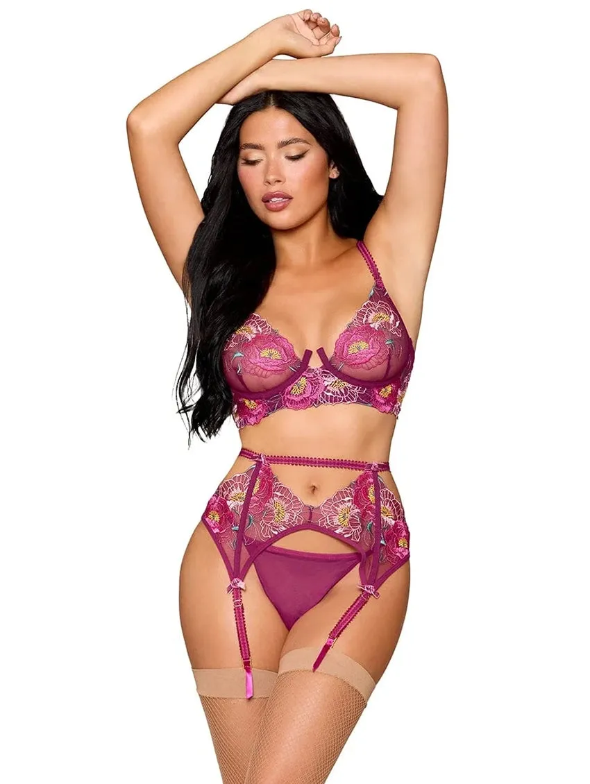 Dreamgirl Floral 3 Piece Set