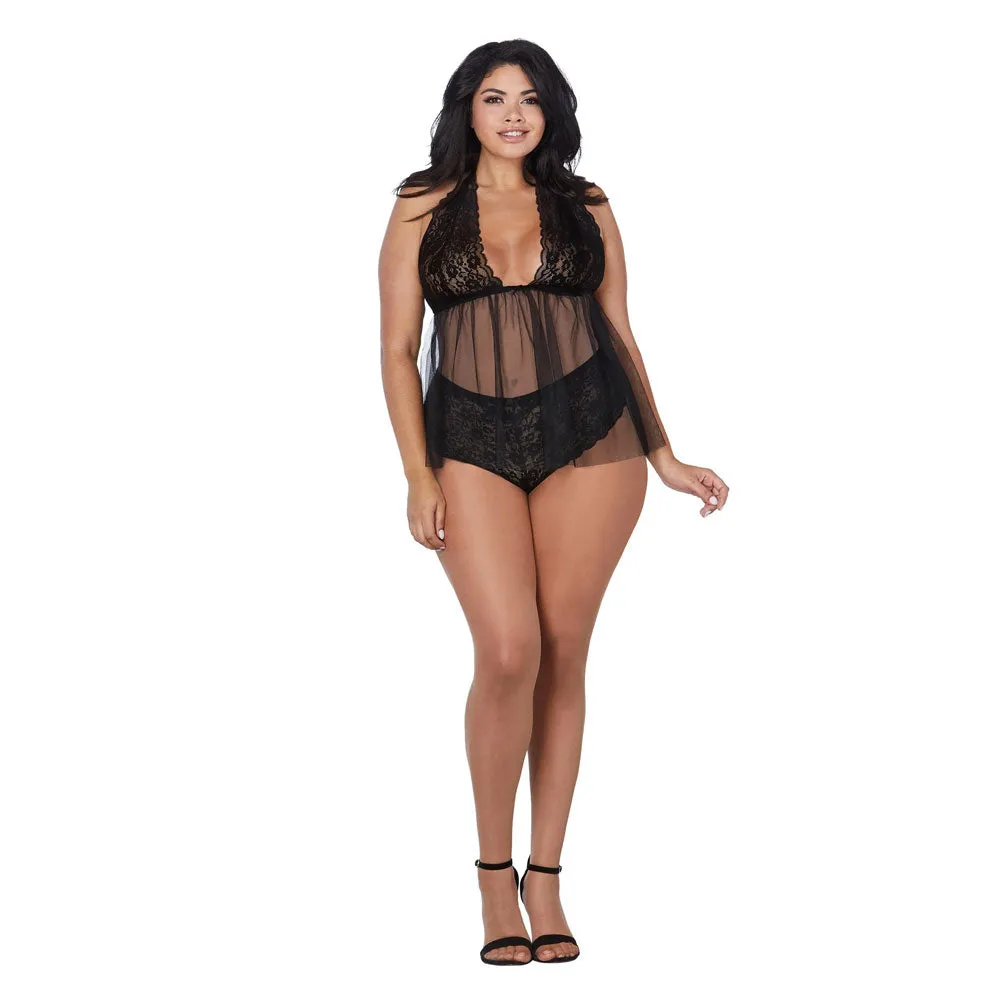 Dreamgirl Lingerie Babydoll and Panty Black 12190X