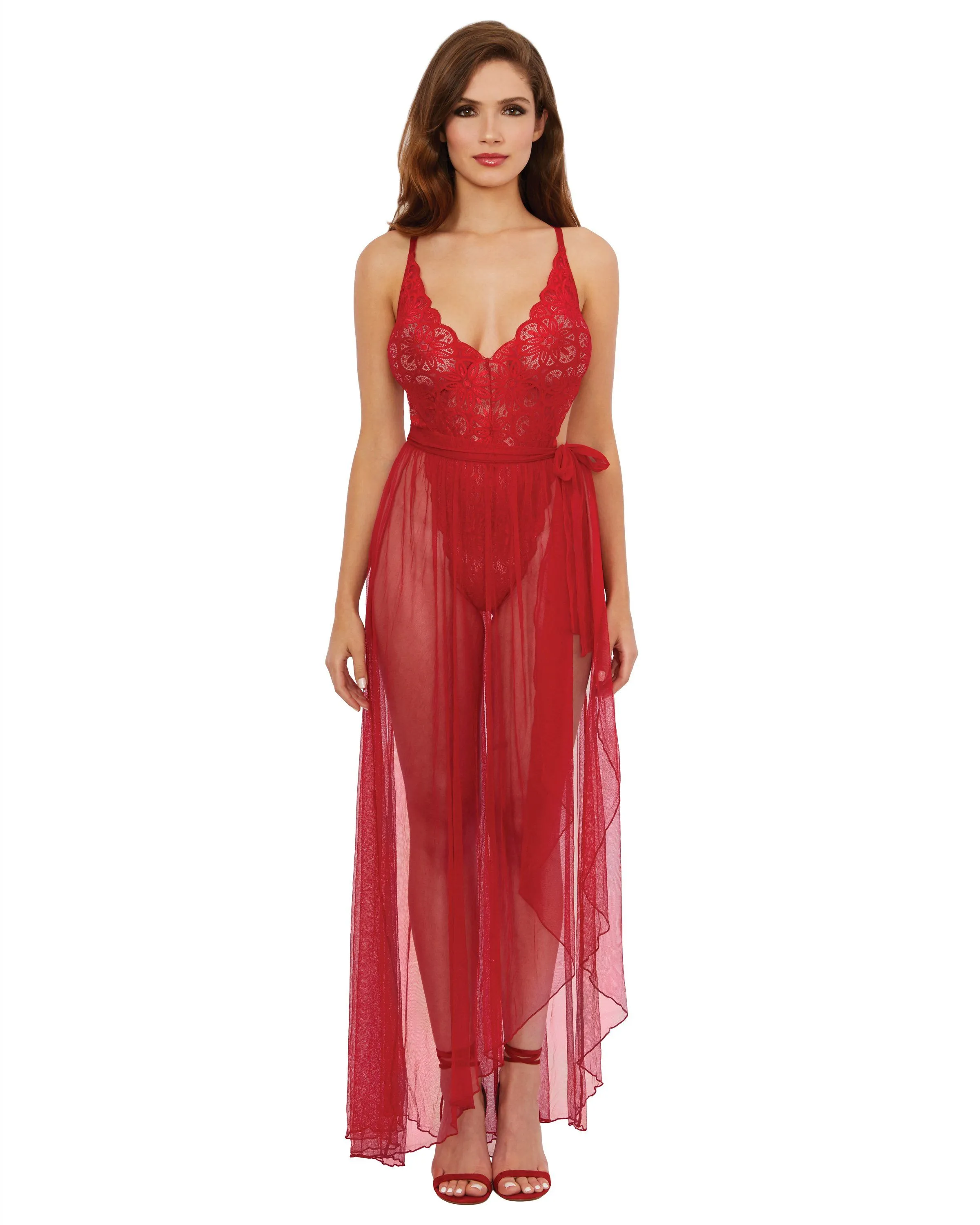 Dreamgirl Mosaic Lace Teddy & Sheer Skirt