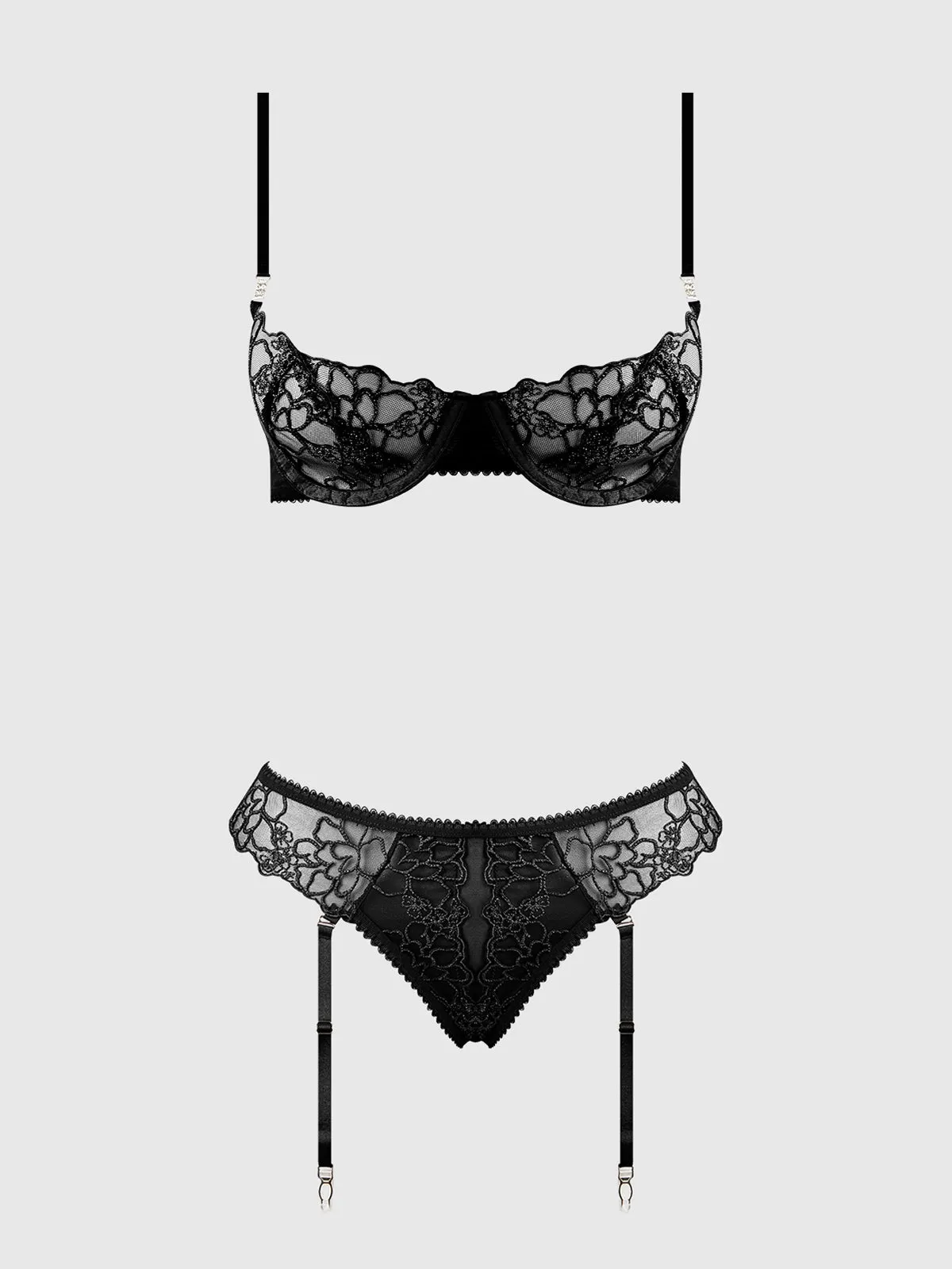 Eden Embroidered Lace Bra & Backless Hipster Set