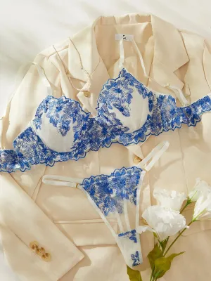 Floral Lace Push Up Bra Intimate Set Embroidery