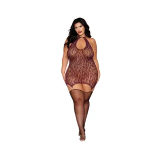 Garter Slip Dmnd - Queen Size - Cherry Lacquer