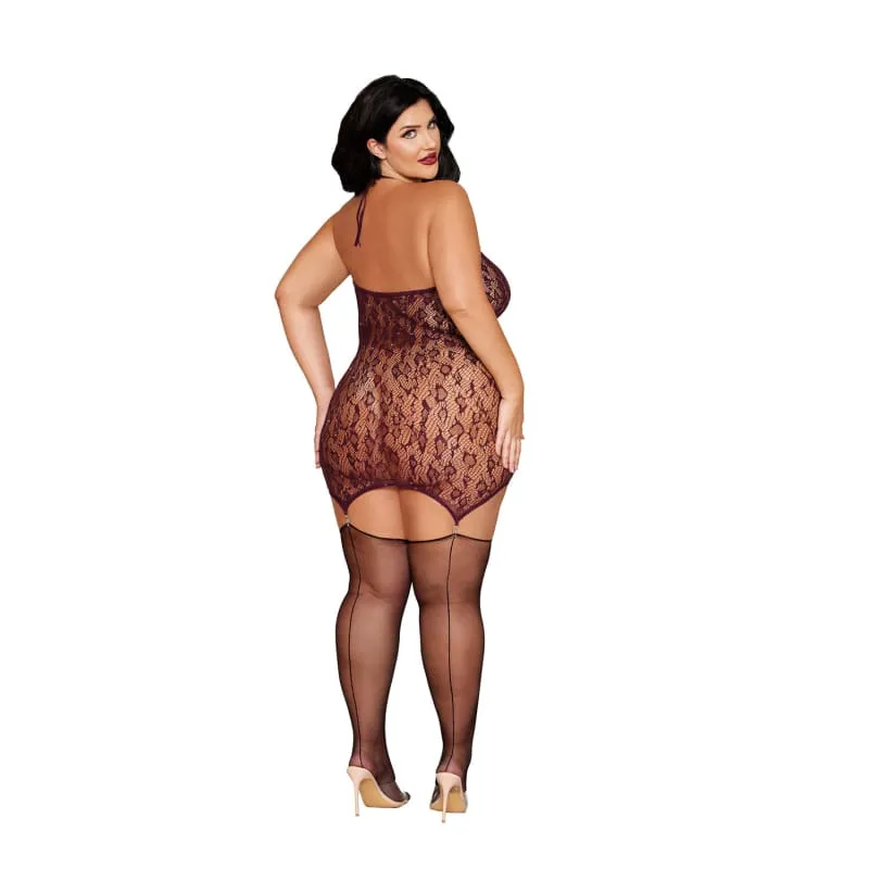 Garter Slip Dmnd - Queen Size - Cherry Lacquer