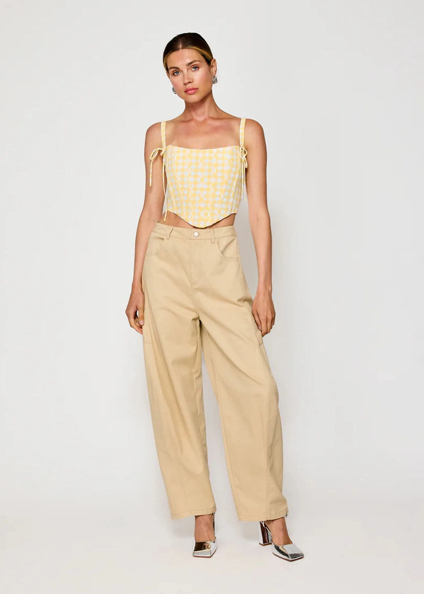 Junie Corset Top - White & Yellow