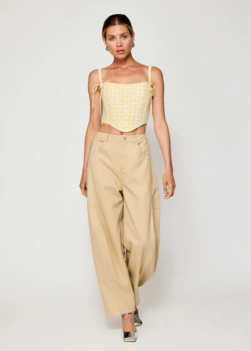Junie Corset Top - White & Yellow