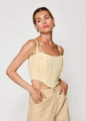 Junie Corset Top - White & Yellow