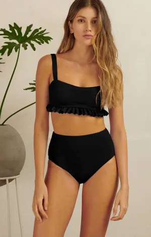 Lady's Slipper Orchid Bikini Top With Ruffles