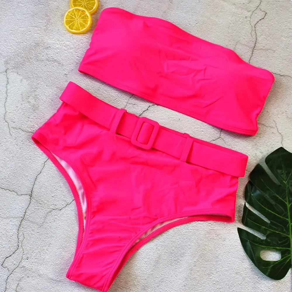 Leopard Bikini Waist Belt Snap-on bikini split swimsuit