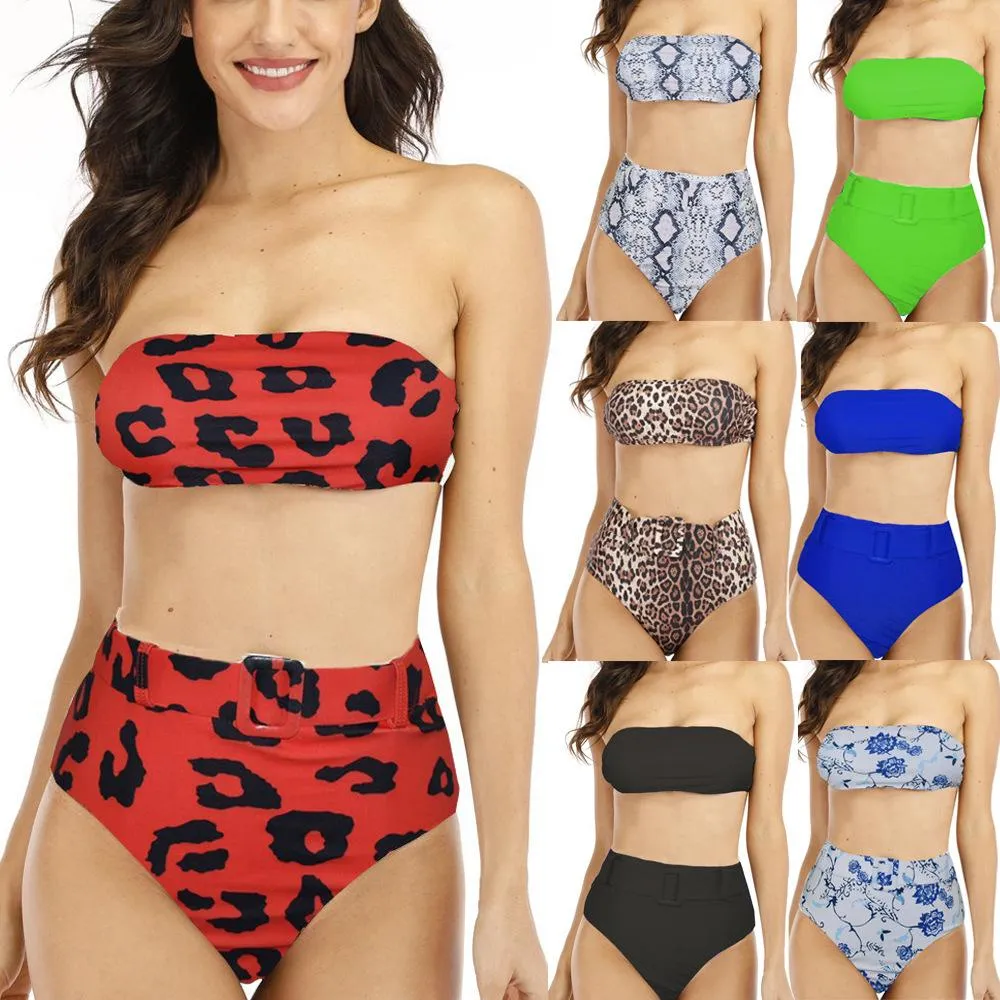 Leopard Bikini Waist Belt Snap-on bikini split swimsuit