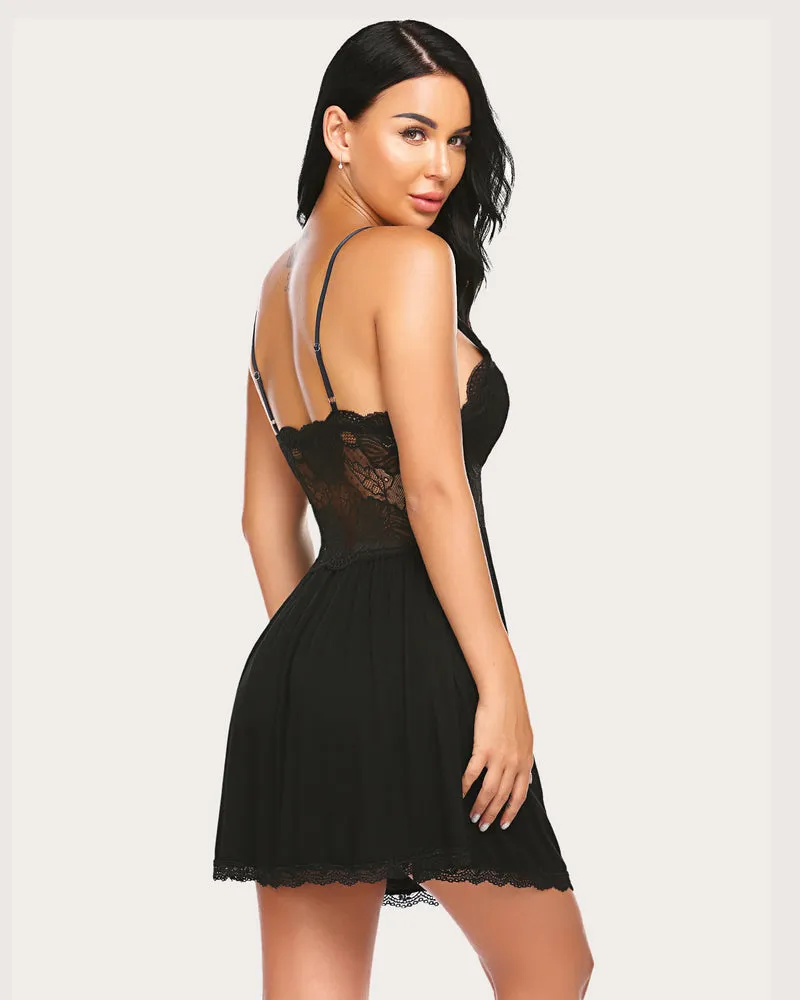 Leopard Lace Print Full Slip Dress