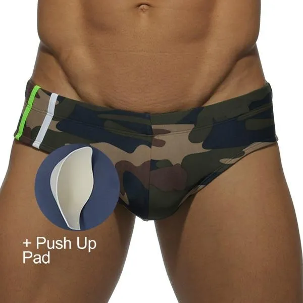 Low Waist Swimming Trunks Swimsuit Push Up Pad