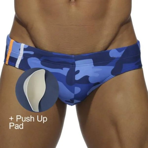 Low Waist Swimming Trunks Swimsuit Push Up Pad