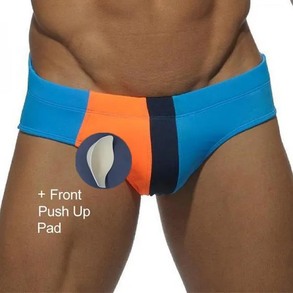 Low Waist Swimming Trunks Swimsuit Push Up Pad