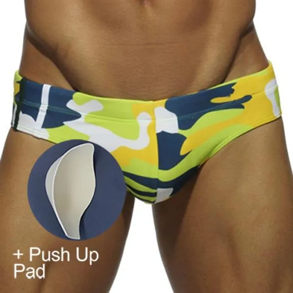 Low Waist Swimming Trunks Swimsuit Push Up Pad