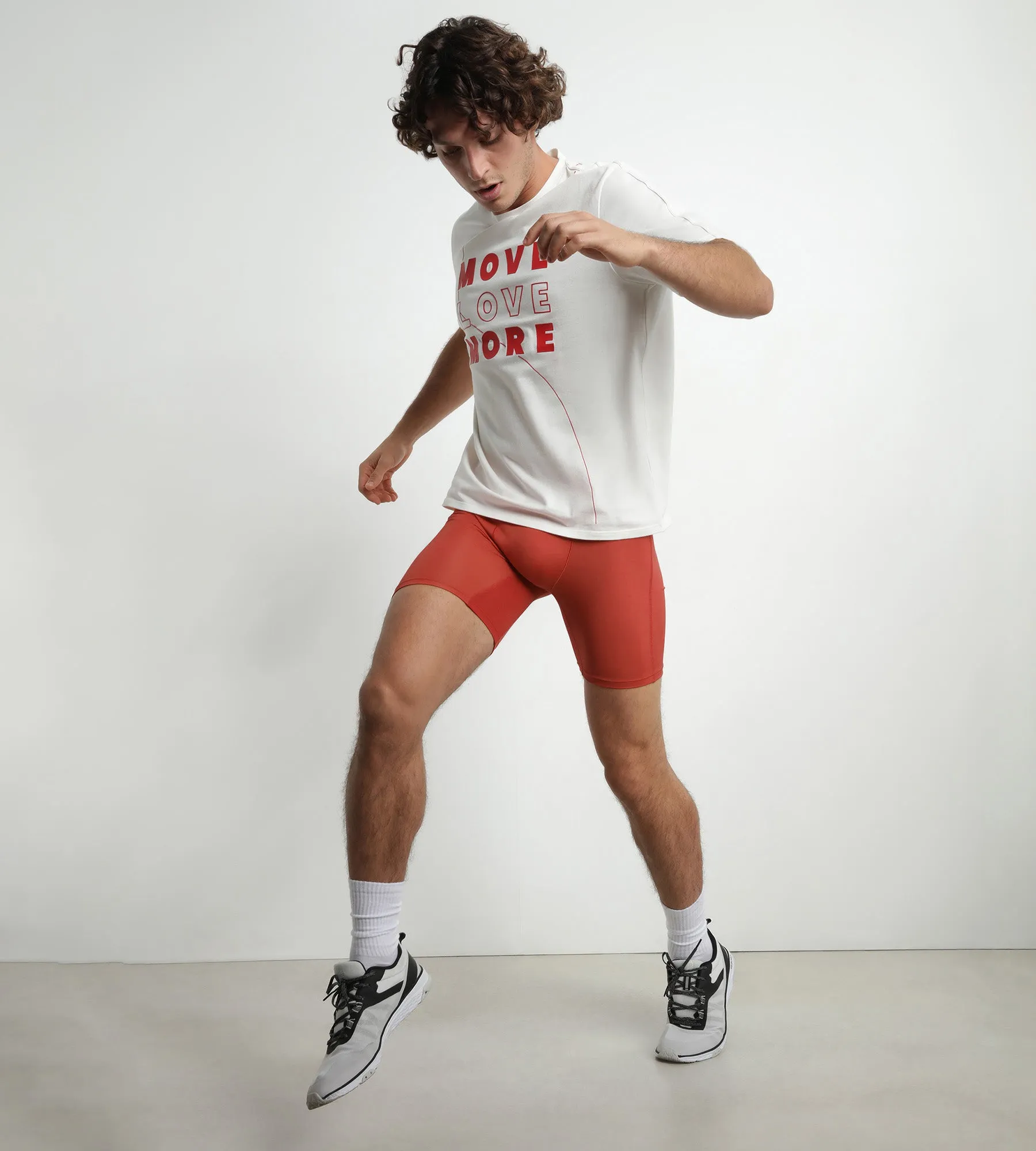 Men's long sports boxer in microfiber and mesh Red Alert Dim Move