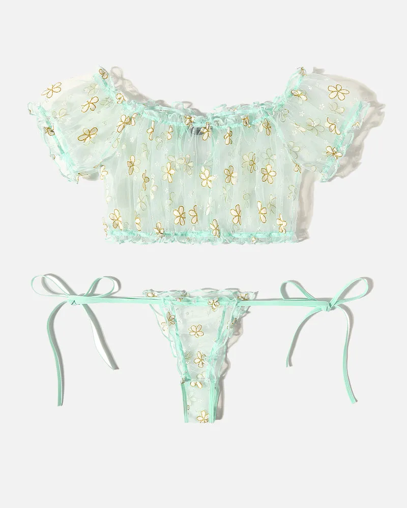 Mesh Bra and Panty Lingerie Set