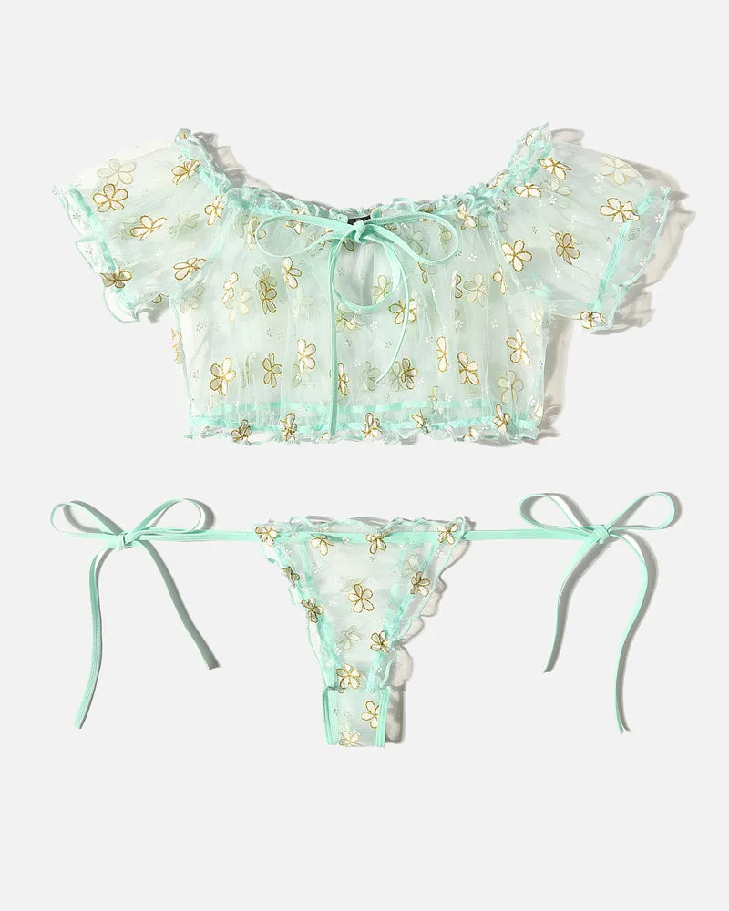 Mesh Bra and Panty Lingerie Set