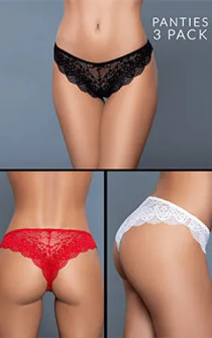 Patriotic Lace Panty Trio