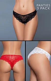 Patriotic Lace Panty Trio
