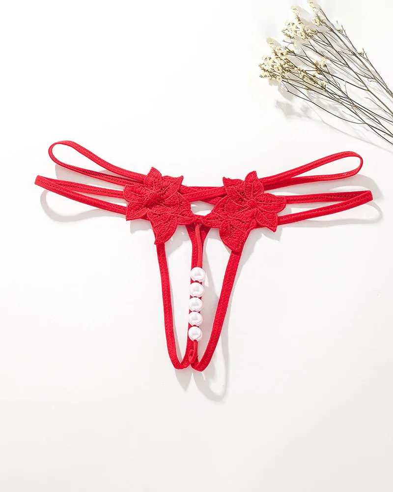 Pearl Lingerie Lace Open Panties G-String
