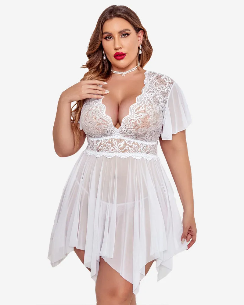 Plus Size Floral Lace Lingerie