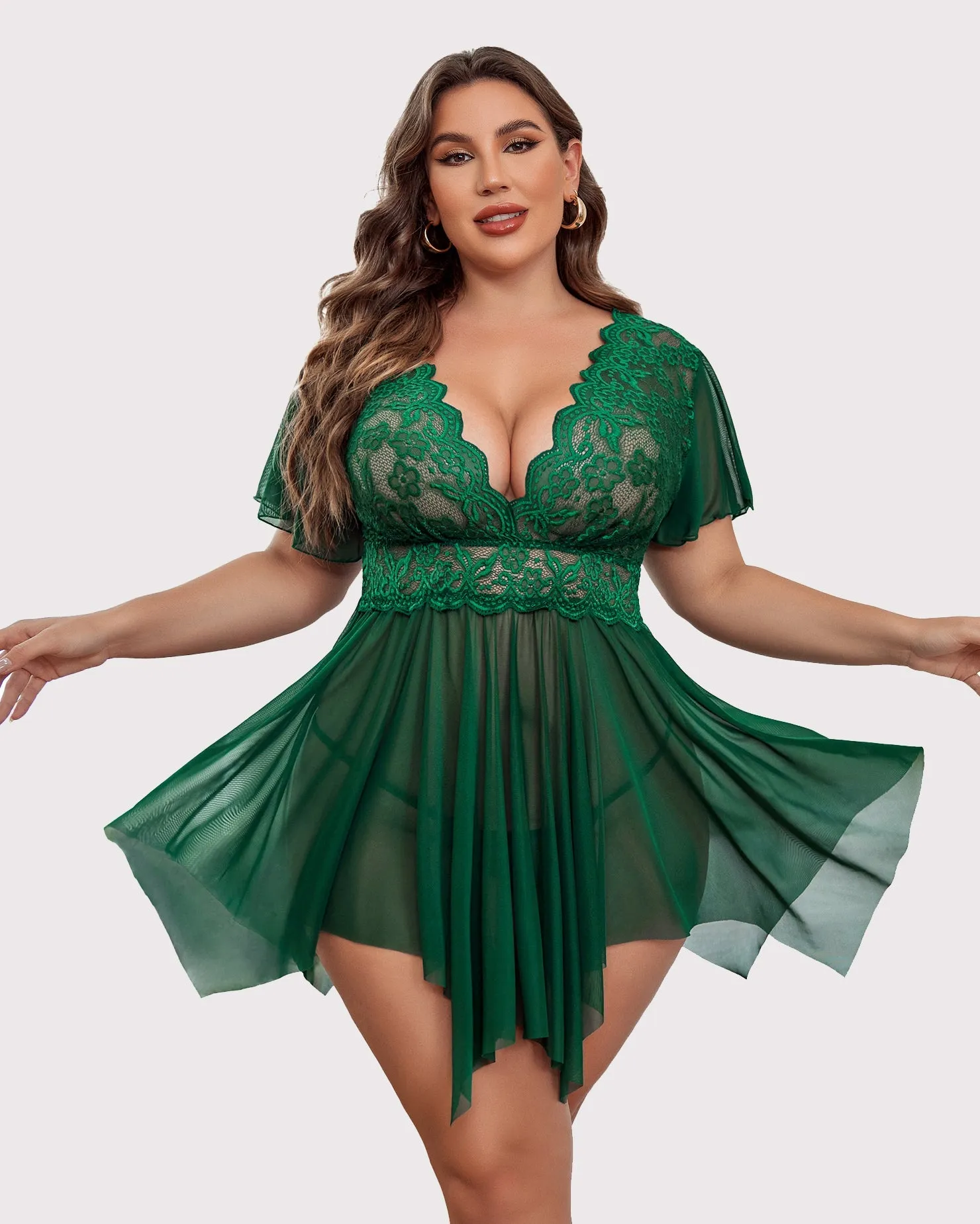 Plus Size Floral Lace Lingerie