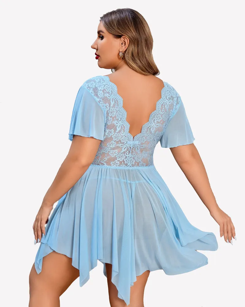 Plus Size Floral Lace Lingerie