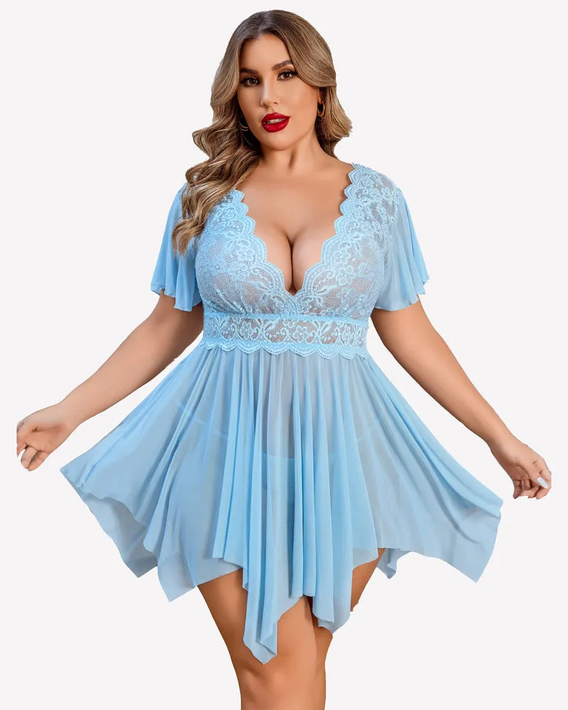 Plus Size Floral Lace Lingerie