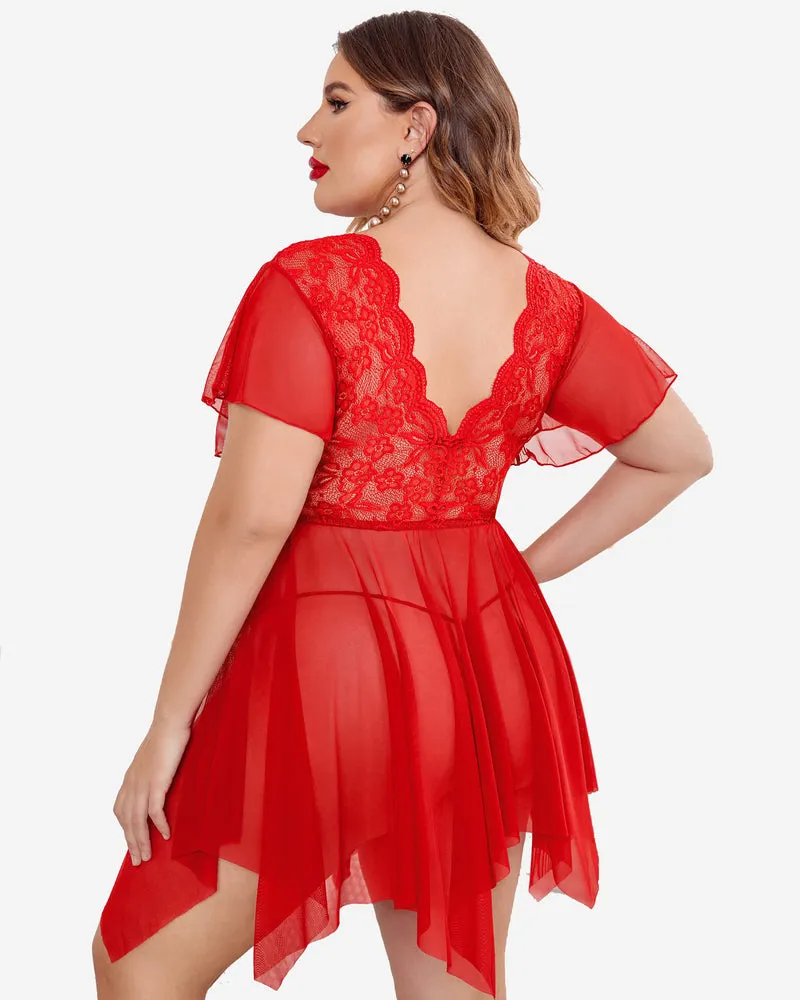 Plus Size Floral Lace Lingerie