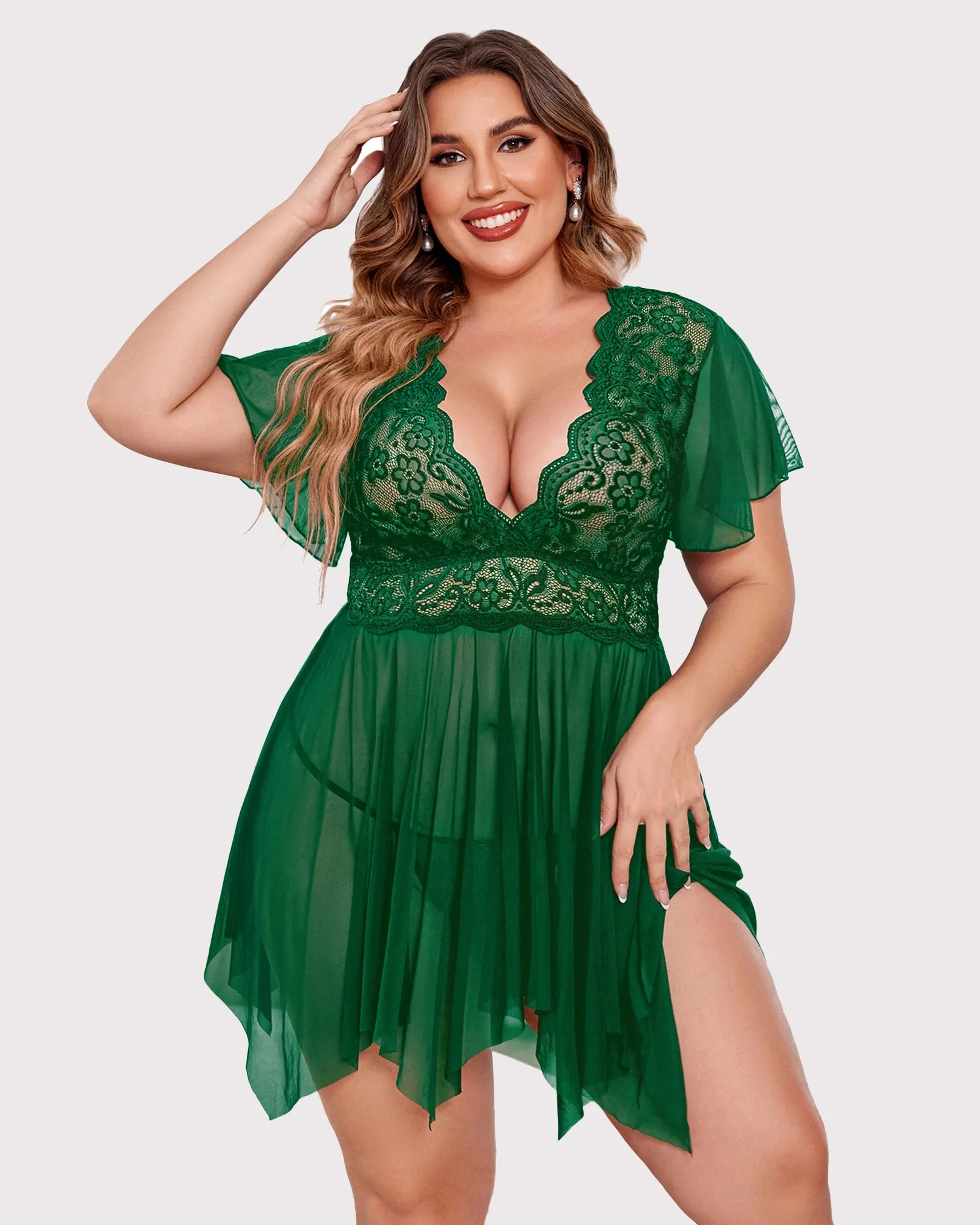 Plus Size Floral Lace Lingerie