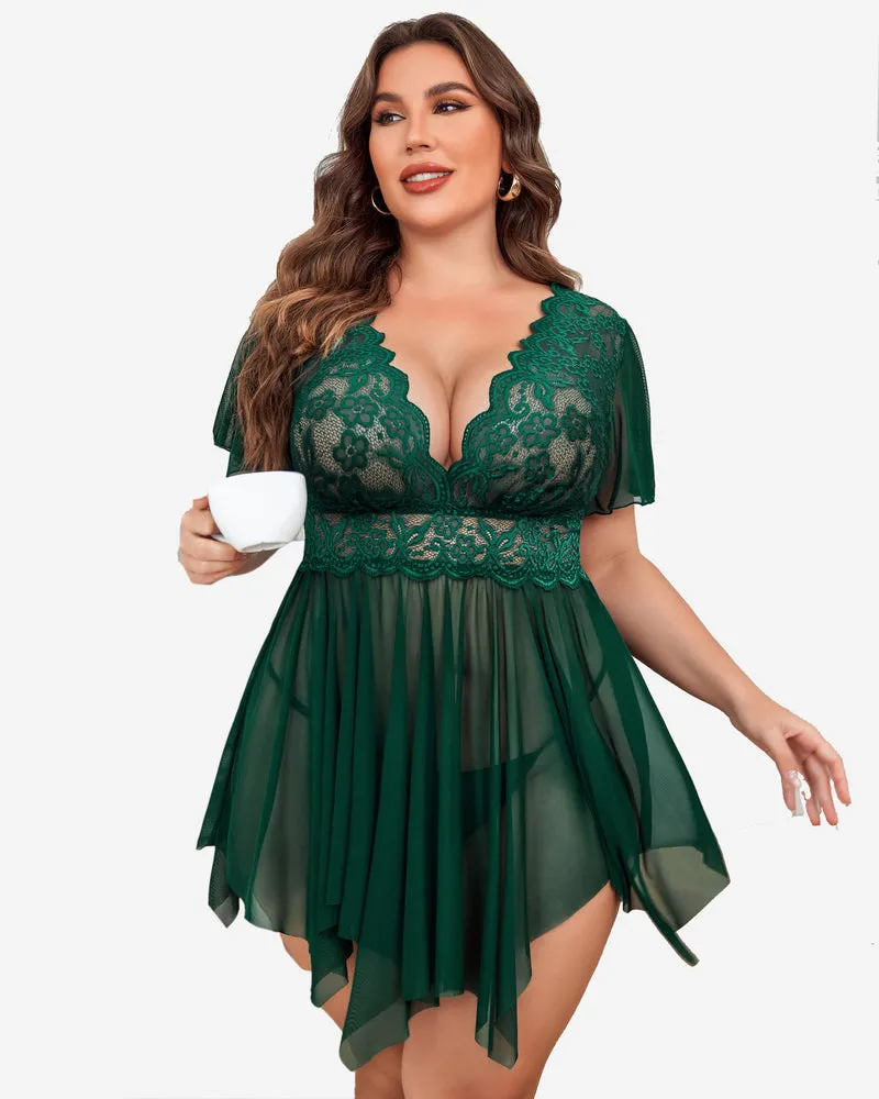Plus Size Floral Lace Lingerie