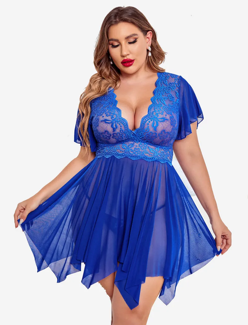 Plus Size Floral Lace Lingerie