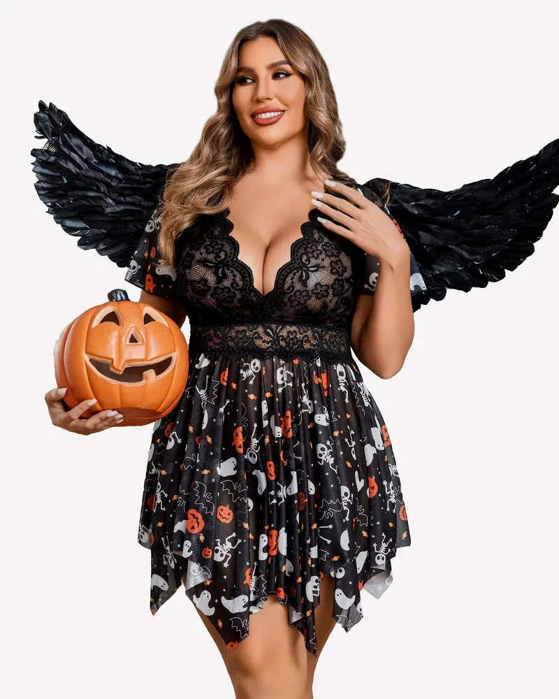 Plus Size Floral Lace Lingerie