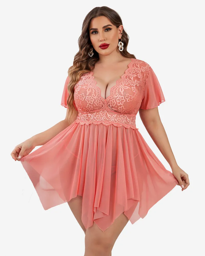 Plus Size Floral Lace Lingerie