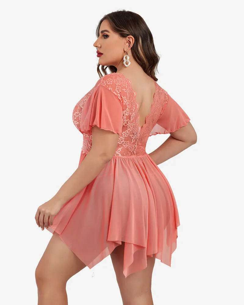 Plus Size Floral Lace Lingerie