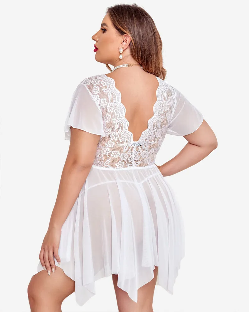 Plus Size Floral Lace Lingerie
