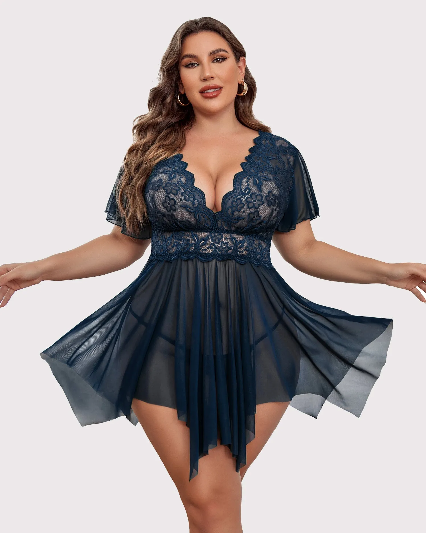 Plus Size Floral Lace Lingerie