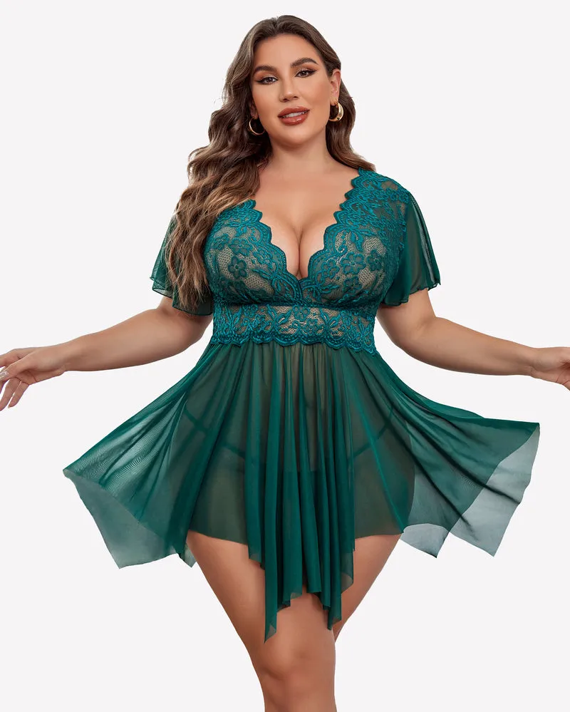 Plus Size Floral Lace Lingerie