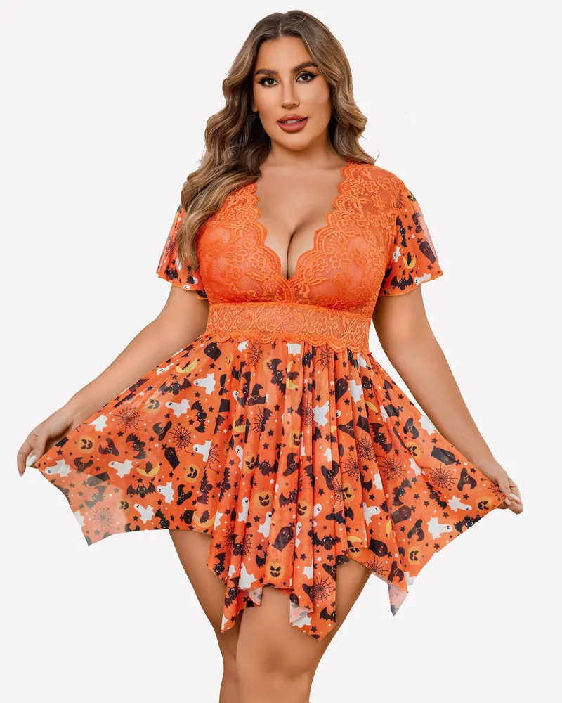Plus Size Floral Lace Lingerie