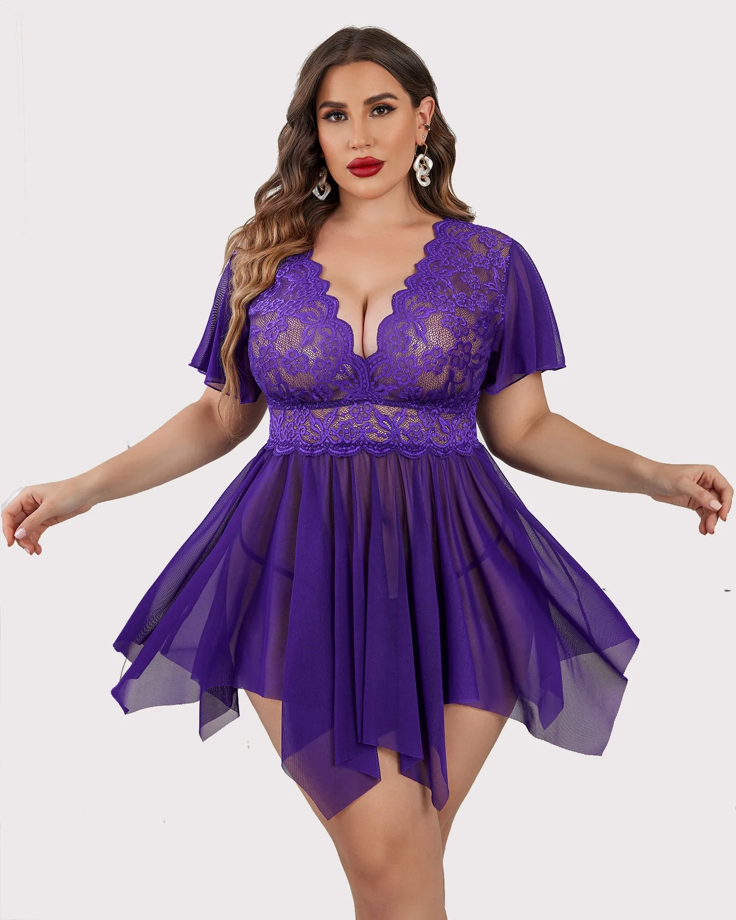 Plus Size Floral Lace Lingerie
