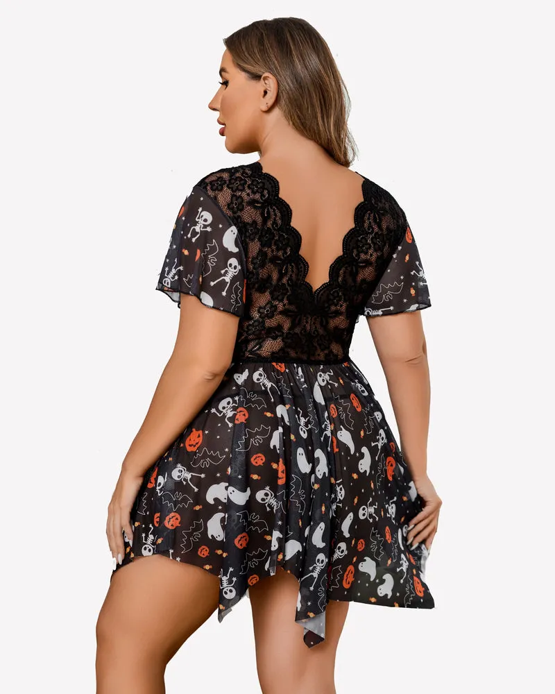 Plus Size Floral Lace Lingerie